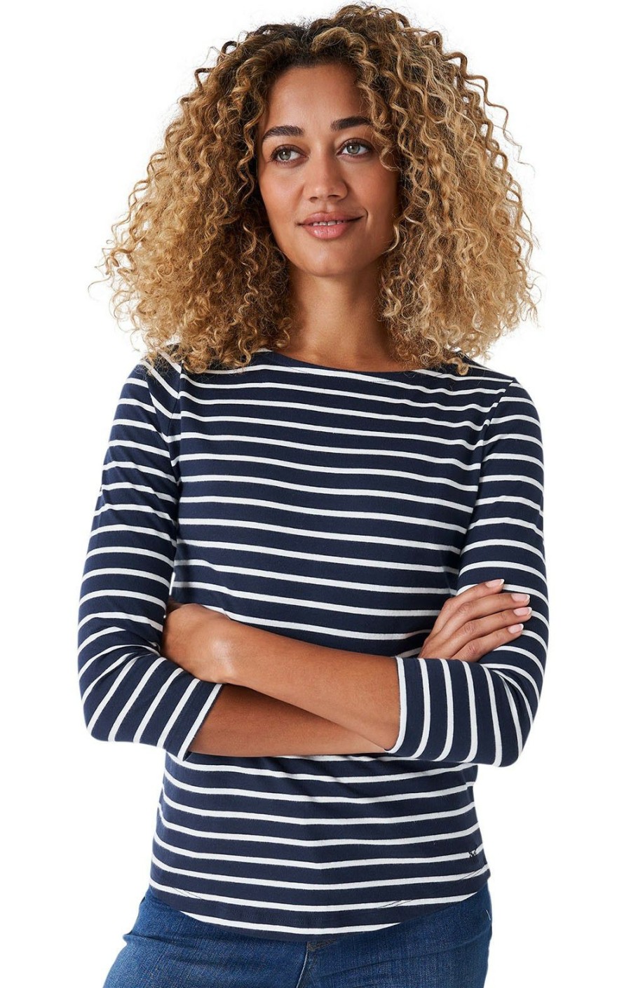 Ladieswear * | Ladies Crew Clothing Essential Breton Navy/White