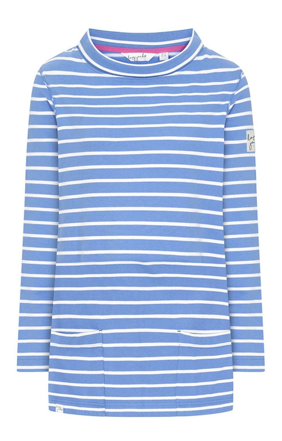 Ladieswear * | Ladies Lazy Jacks Stripe Roll Neck Sweatshirt Sapphire