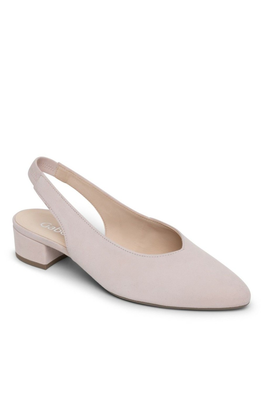 Ladieswear * | Ladies Gabor Suede Mid Heel Slingback Nude Suede