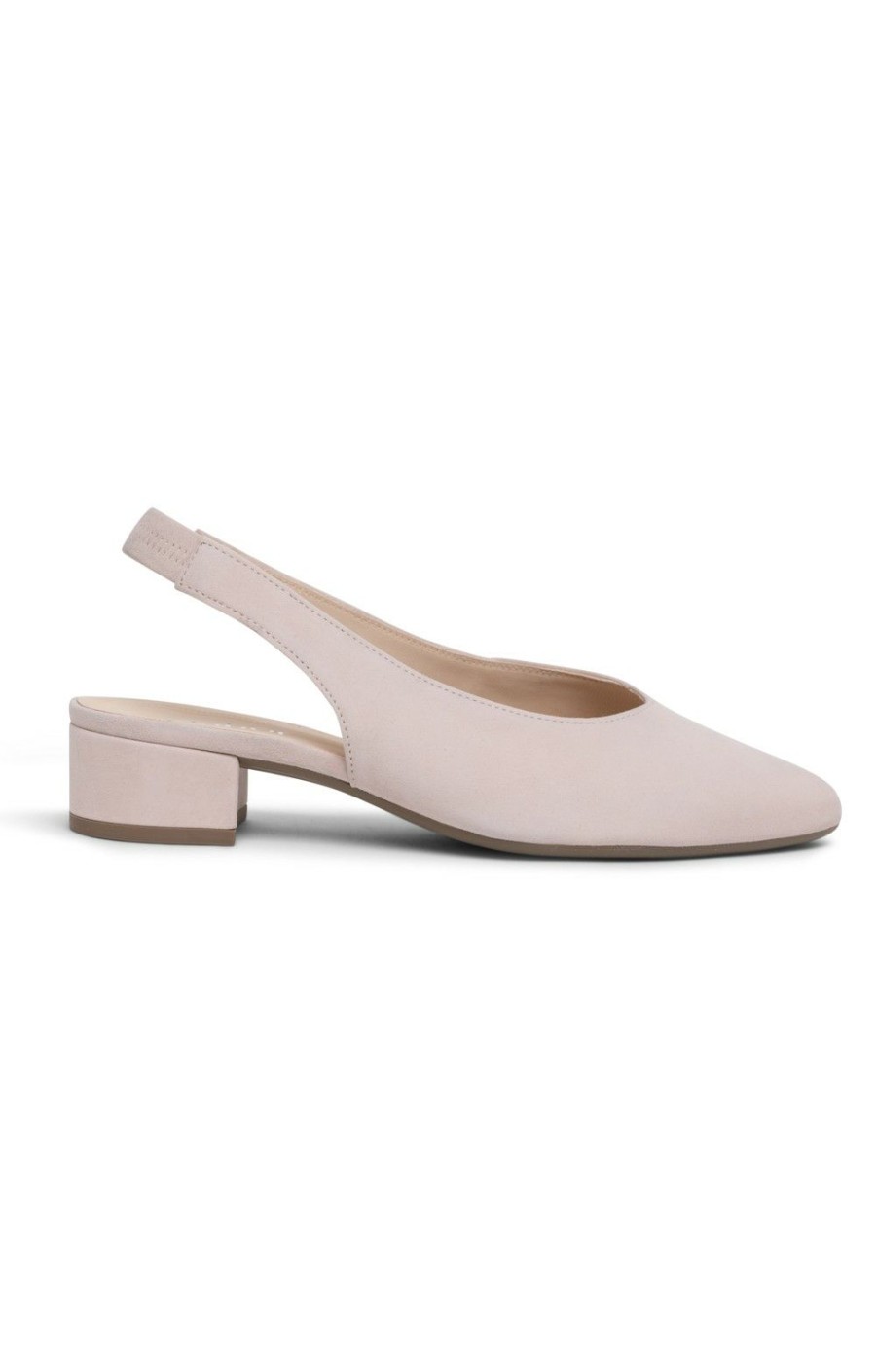 Ladieswear * | Ladies Gabor Suede Mid Heel Slingback Nude Suede