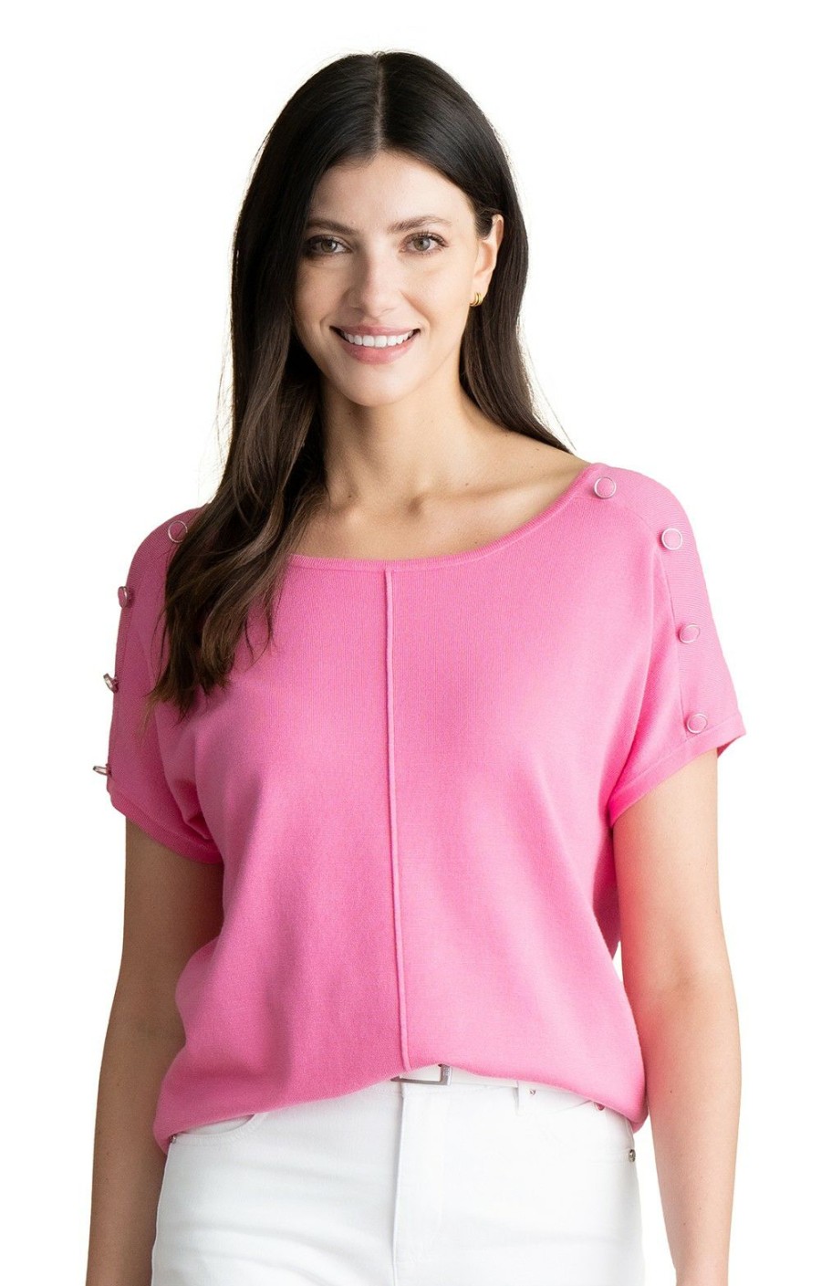 Ladieswear * | Ladies Marble Boat Neck Top Pink