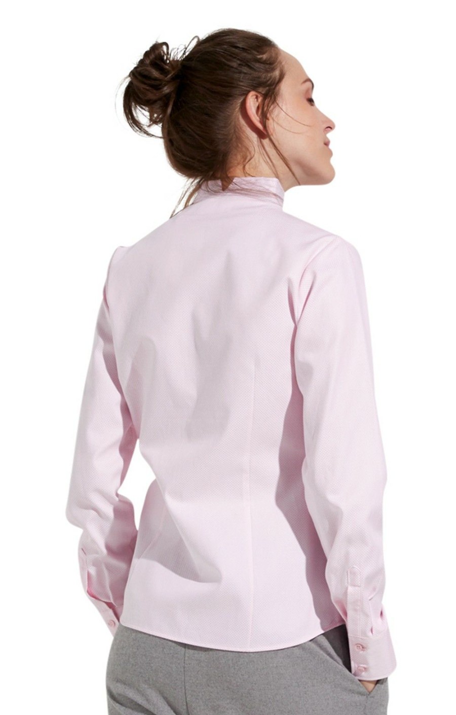 Ladieswear * | Ladies Eterna Tiny Dot Stand Collar Shirt Pink