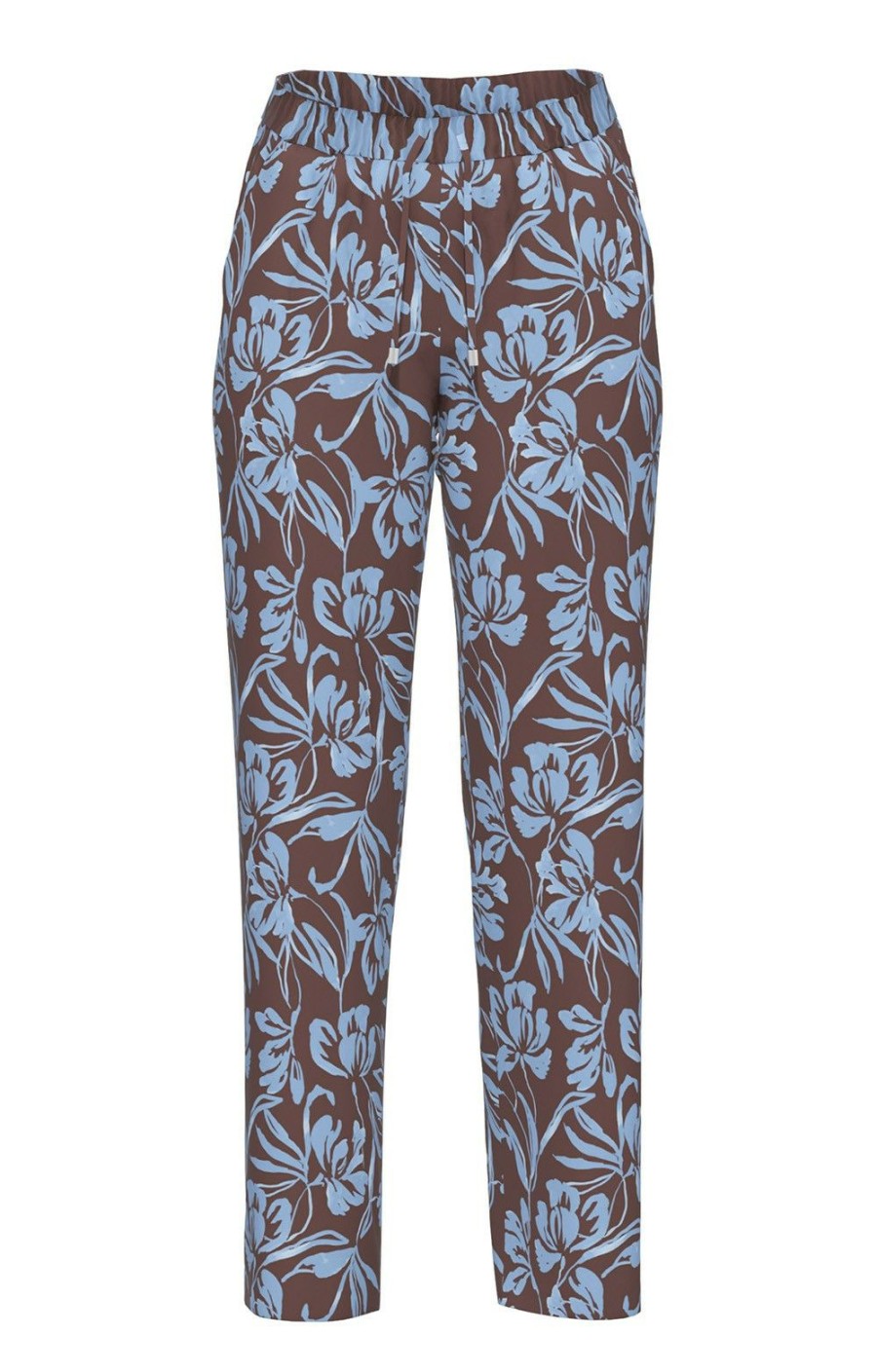 Ladieswear * | Ladies Erfo Print Trousers Blue/Brown