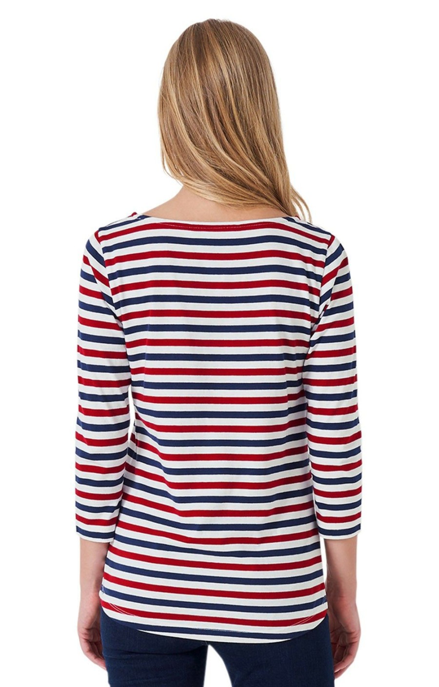 Ladieswear * | Ladies Crew Clothing Essential Breton Red/Inkblu/White