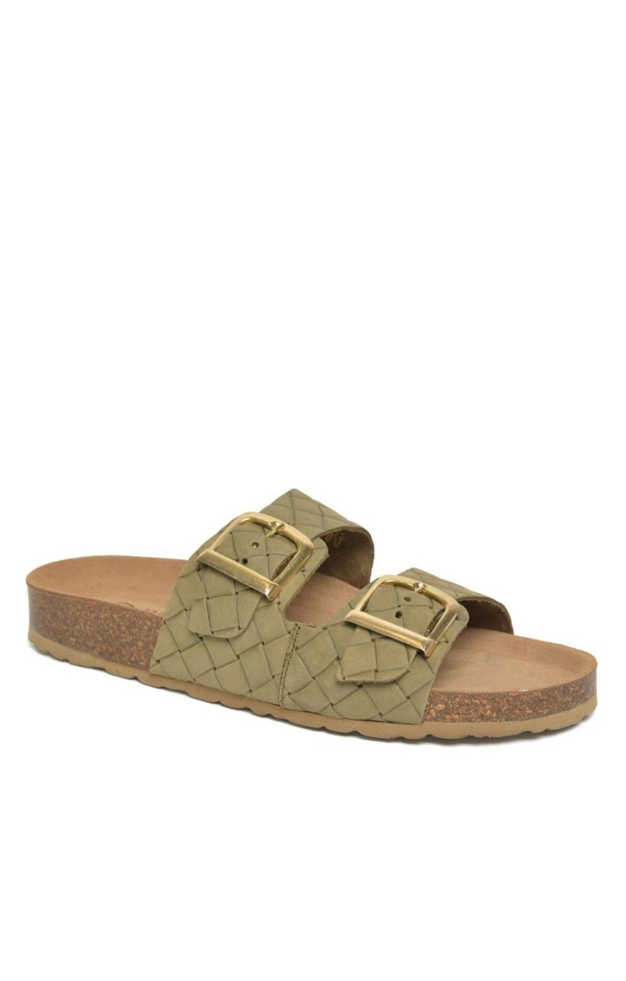 Ladieswear * | Ladies Marco Tozzi Quilted Leather Slider Olive