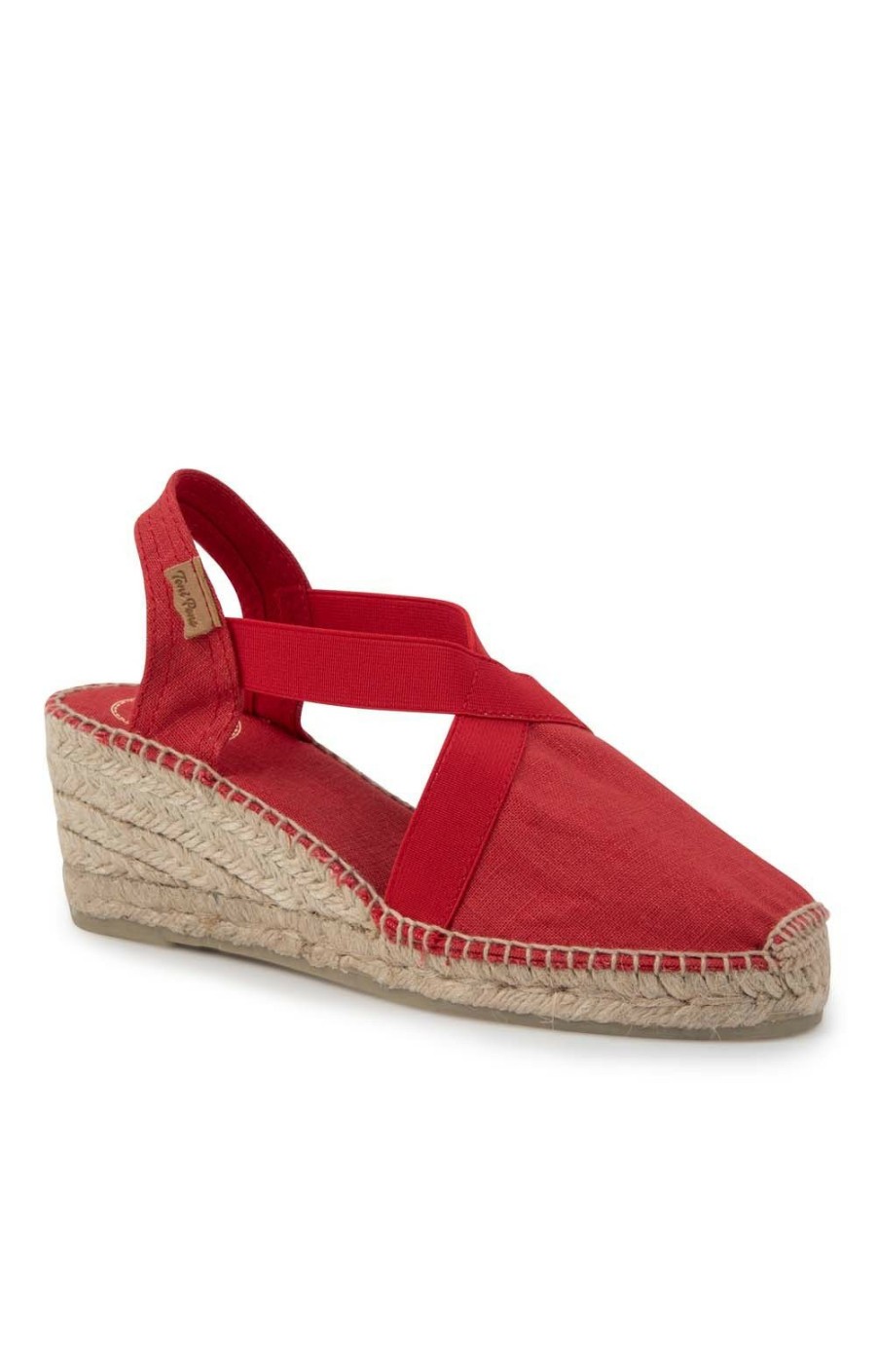 Ladieswear * | Ladies High Heeled Linen Espadrille Red