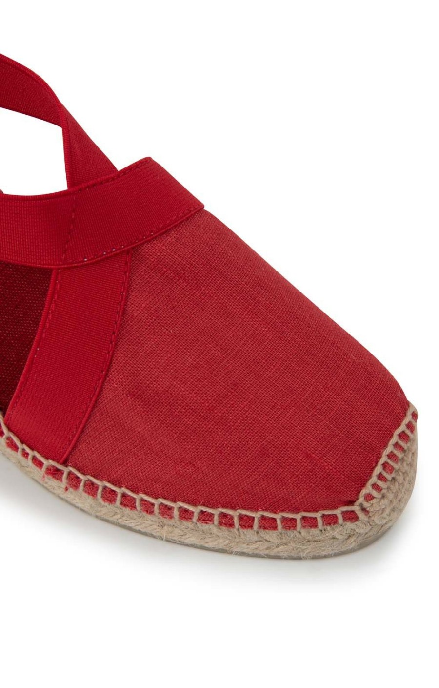 Ladieswear * | Ladies High Heeled Linen Espadrille Red