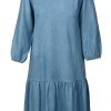 Ladieswear * | Ladies V-Neck Tiered Dress Light Denim