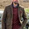 Menswear * | Men'S Harris Tweed Jacket Loden/Wine Gunclub