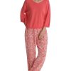 Ladieswear * | Ladies Pomodoro Brushstroke Trousers Coral