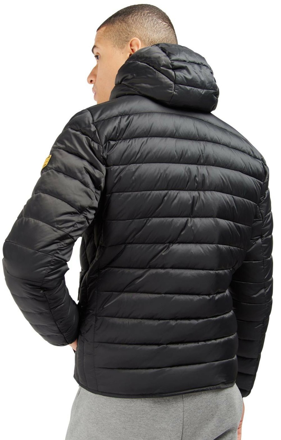 Menswear * | Men'S Barbour International Racer Ouston Hooded Quilted Jacket Black