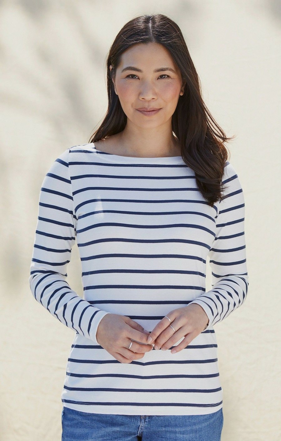 Ladieswear * | Ladies Lily & Me Cleeve Top Navy/Ecru Stripe