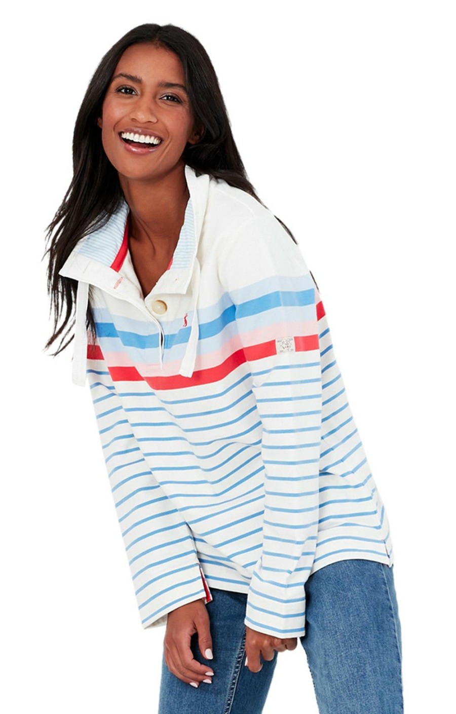 Ladieswear * | Ladies Joules Saunton Funnel Neck Sweater Engineered Multi Stripe