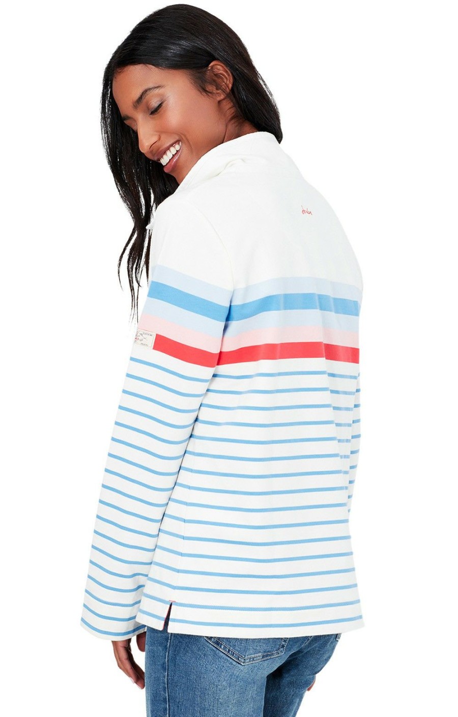 Ladieswear * | Ladies Joules Saunton Funnel Neck Sweater Engineered Multi Stripe