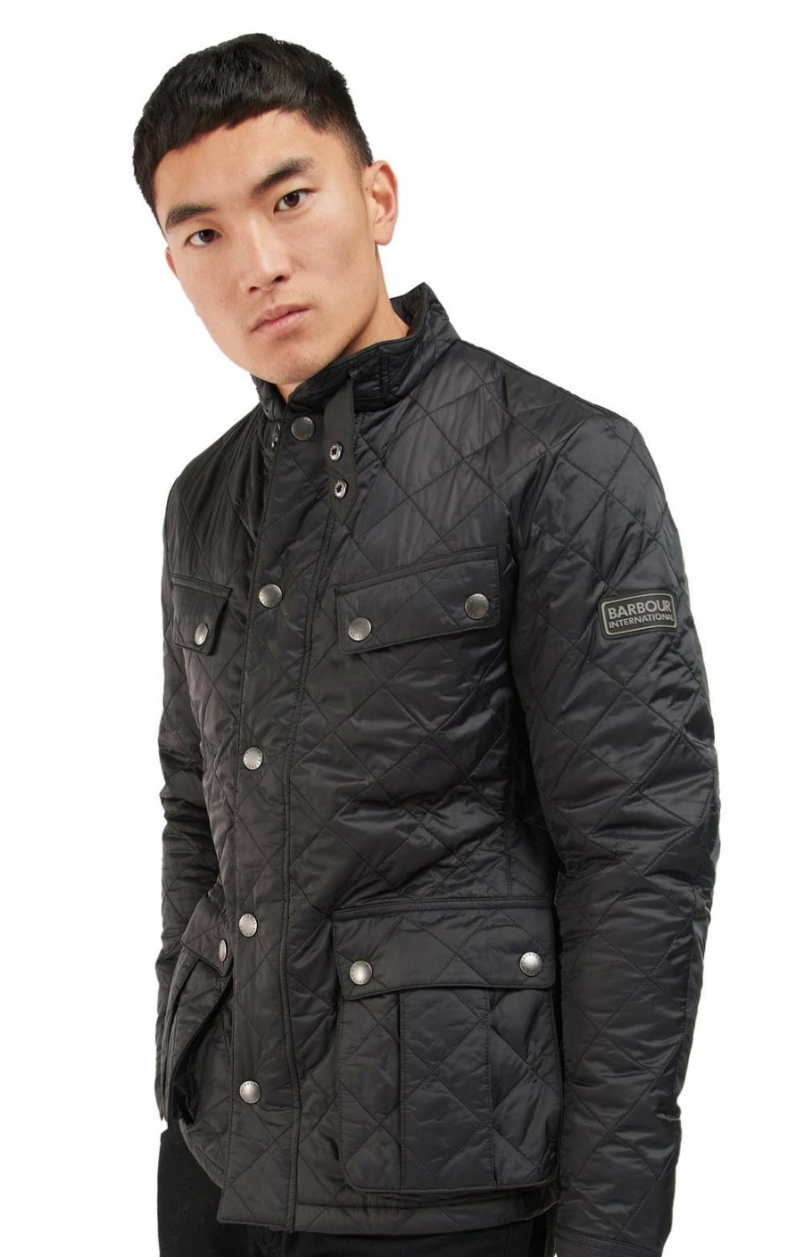 Menswear * | Men'S Barbour International Tourer Ariel Quilted Jacket Black