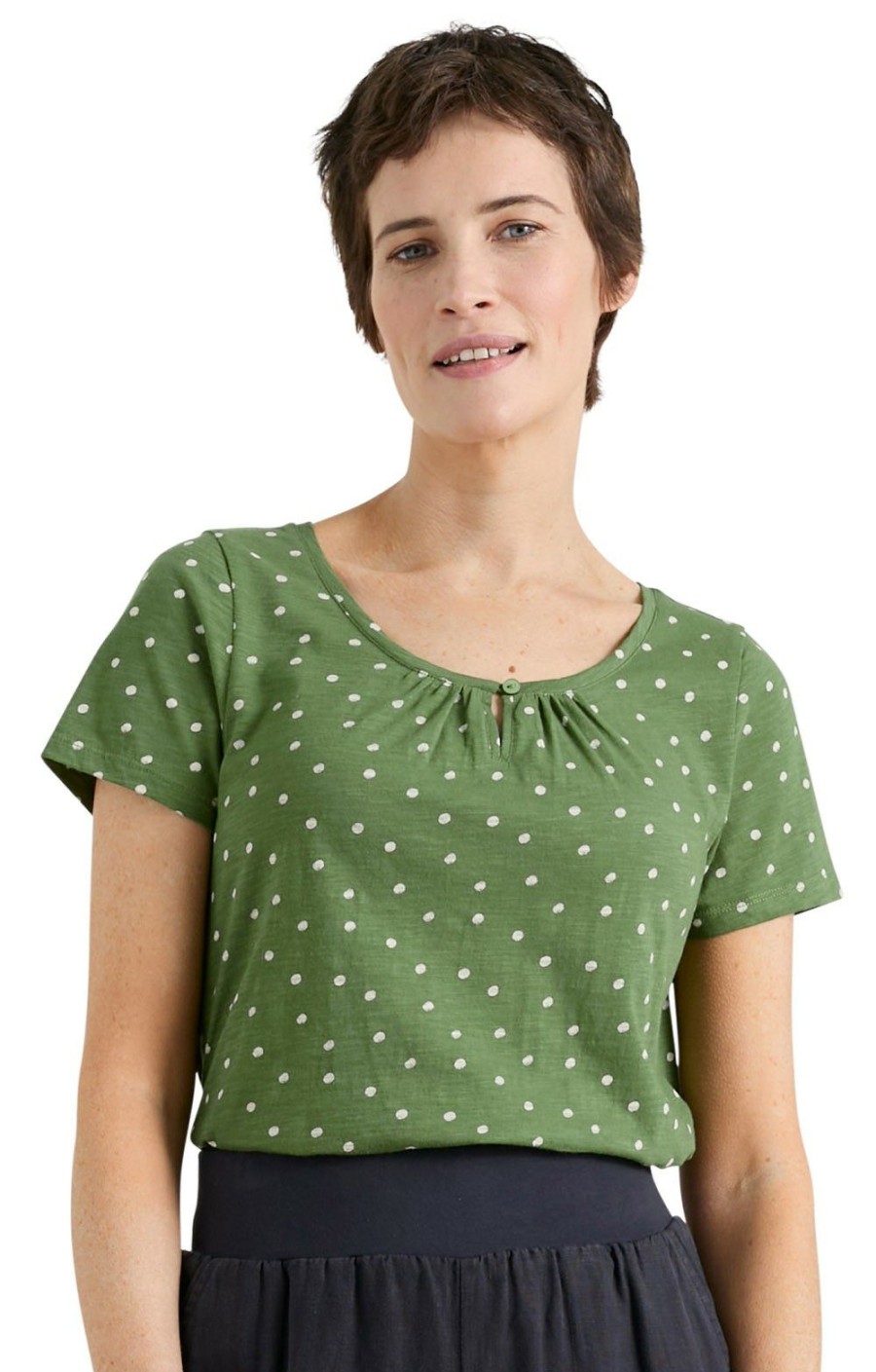 Ladieswear * | Ladies Seasalt Decorative Arts Top Little Sponge Spot Spring Grass