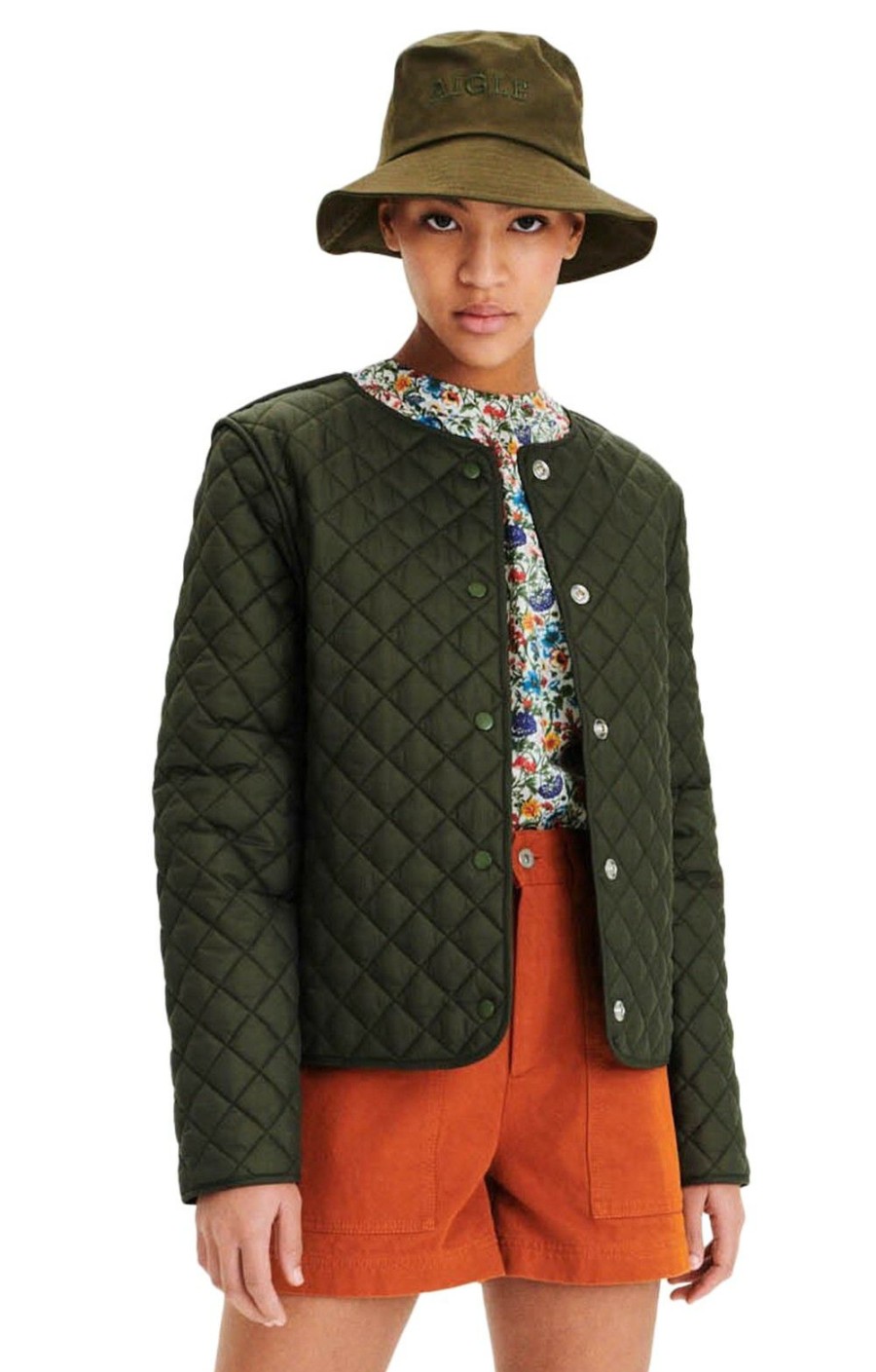 Ladieswear * | Ladies Quilt Short Jacket Dark Green