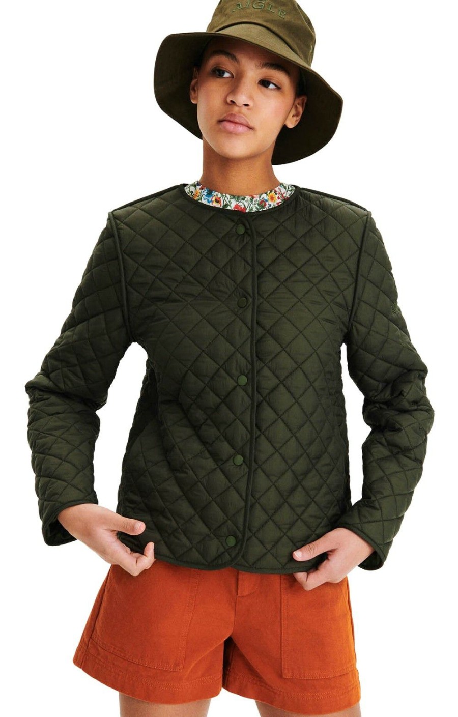 Ladieswear * | Ladies Quilt Short Jacket Dark Green