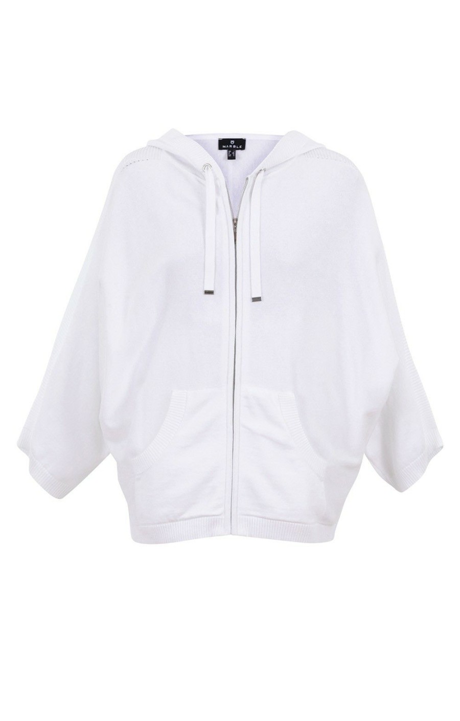 Ladieswear * | Ladies Marble Oversized Zip Through Hoodie Ecru