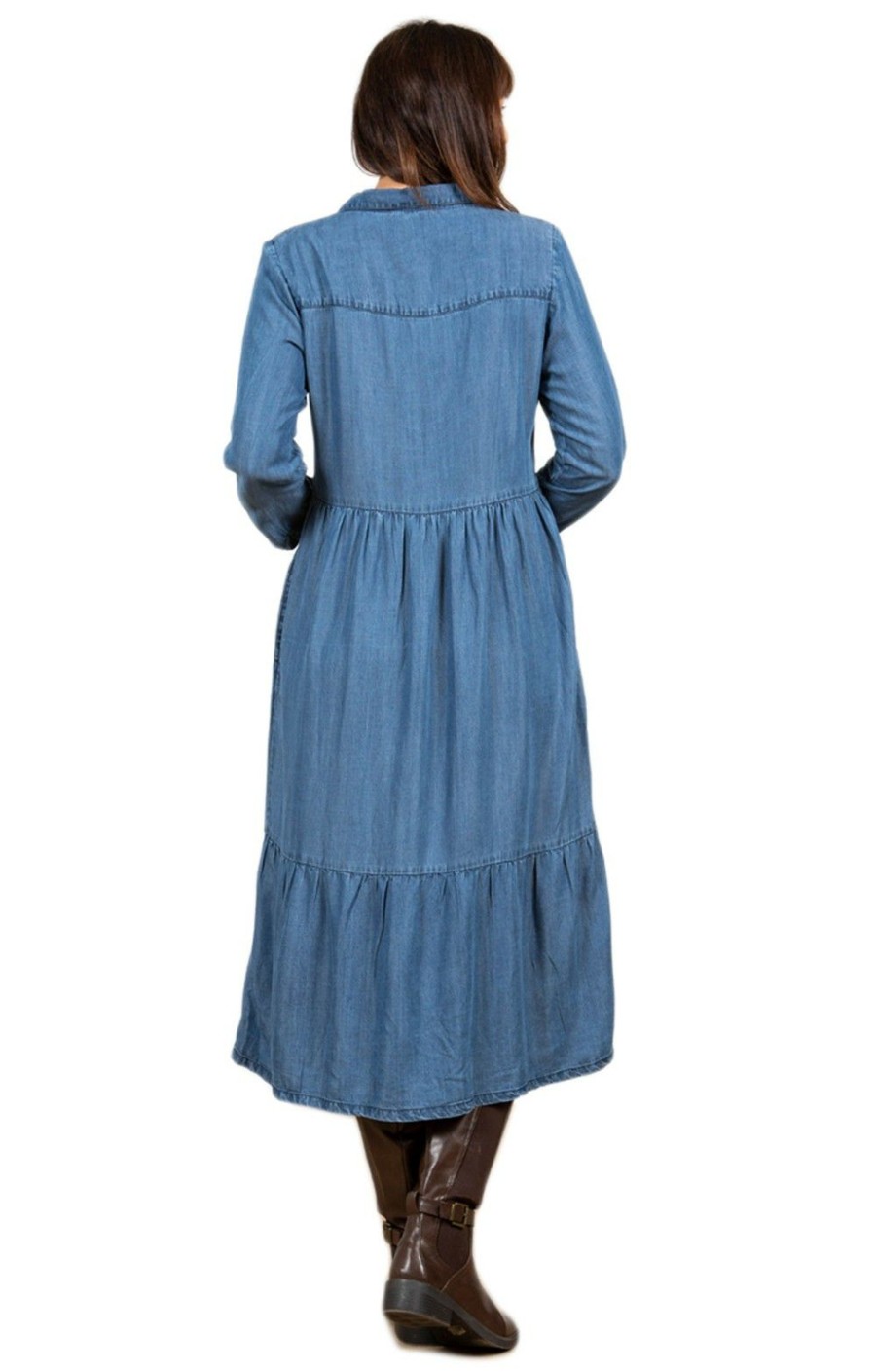 Ladieswear * | Ladies Lily & Me Lansdown Dress Tencel Blue