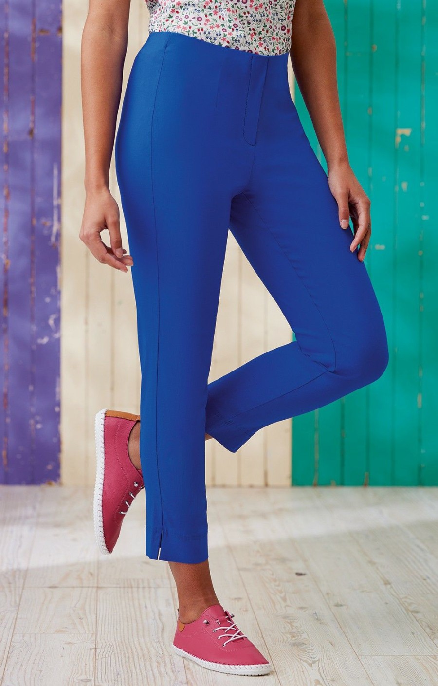 Ladieswear * | Ladies Pomodoro 7/8 Bengaline Trousers Marine