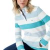 Ladieswear * | Crew Clothing 1/2 Button Sweater Blu/Wht/Mnt/Aqua