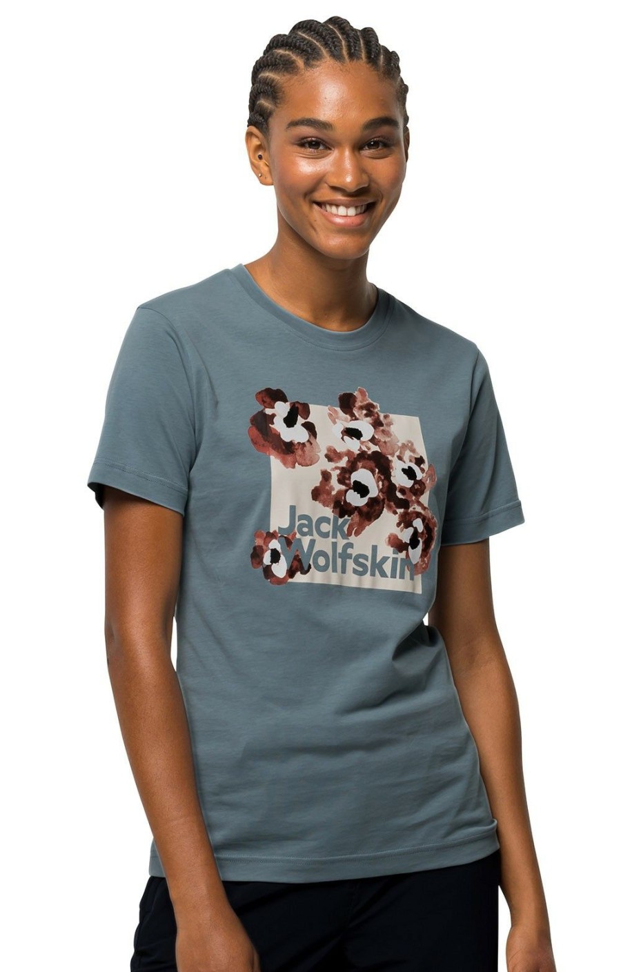 Ladieswear * | Ladies Jack Wolfskin Florell Box T-Shirt Citadel