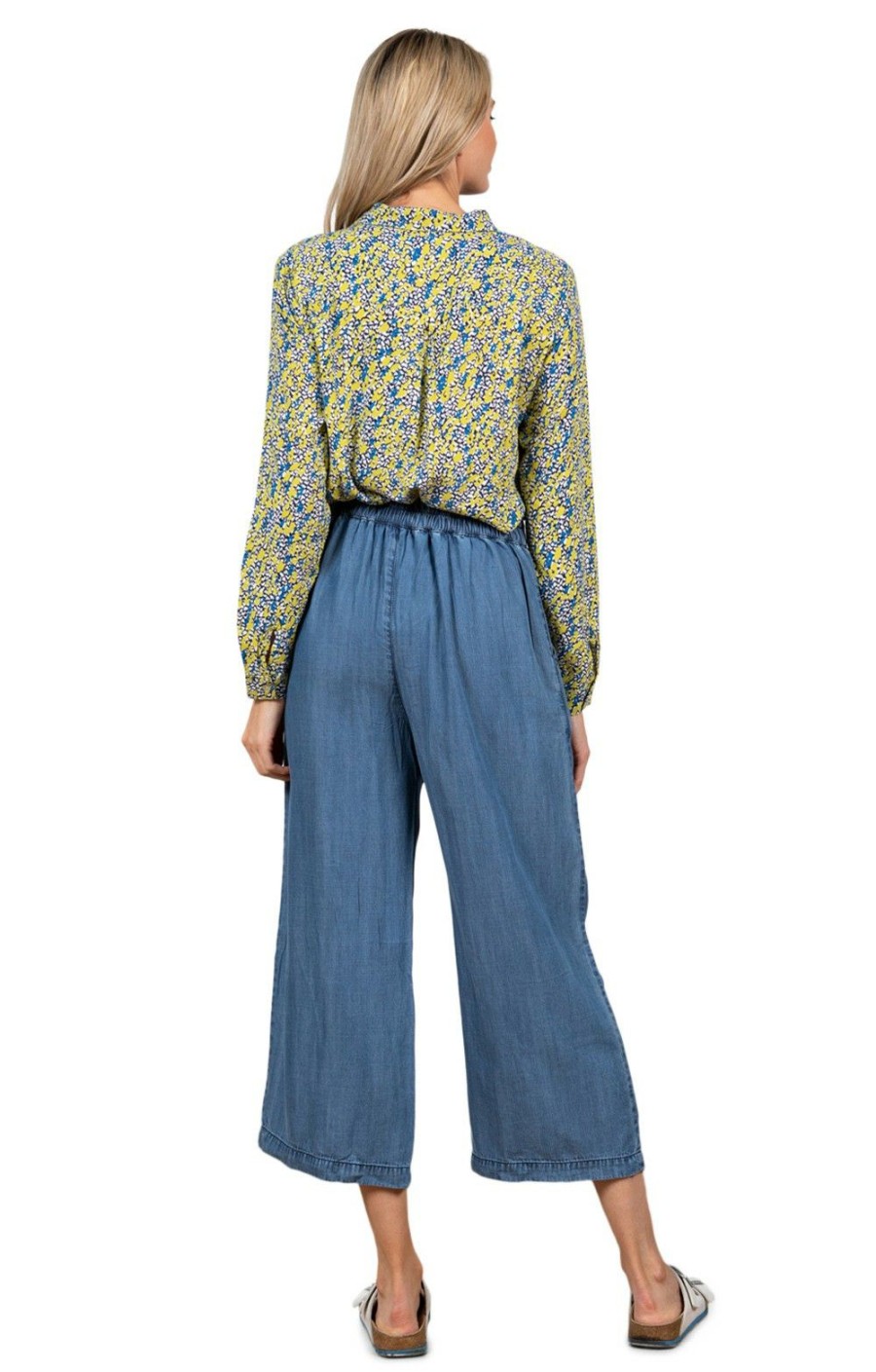 Ladieswear * | Ladies Lily & Me Drift Trousers Tencel Blue