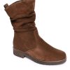 Ladieswear * | Ladies Gabor Ruched Calf Boot Whisky Suede