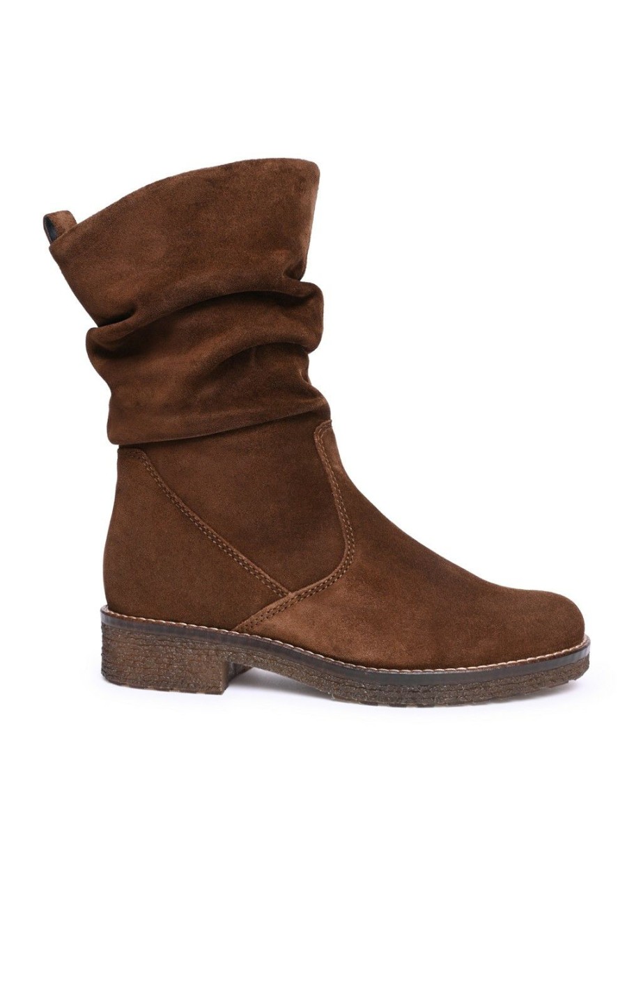 Ladieswear * | Ladies Gabor Ruched Calf Boot Whisky Suede