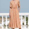 Ladieswear * | Ladies Pomodoro Buttercup Tiered Dress Orange