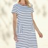 Ladieswear * | Ladies Lily & Me Calcot Dress Navy/Ecru Stripe