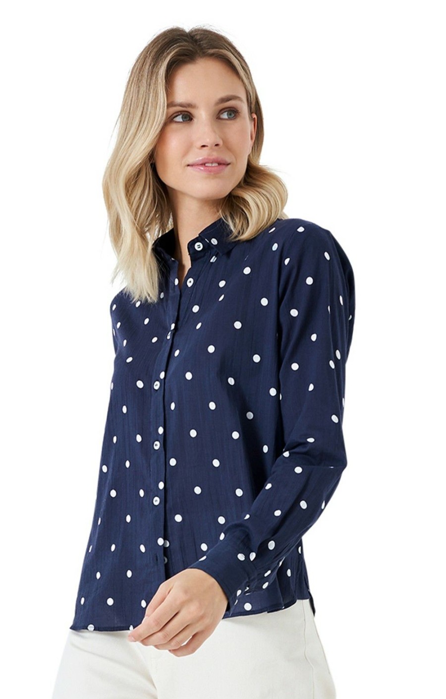 Ladieswear * | Ladies Crew Clothing Valerie Shirt Navy Spot