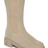 Ladieswear * | Ladies Marco Tozzi Nubuck Tall Chelsea Boot Taupe