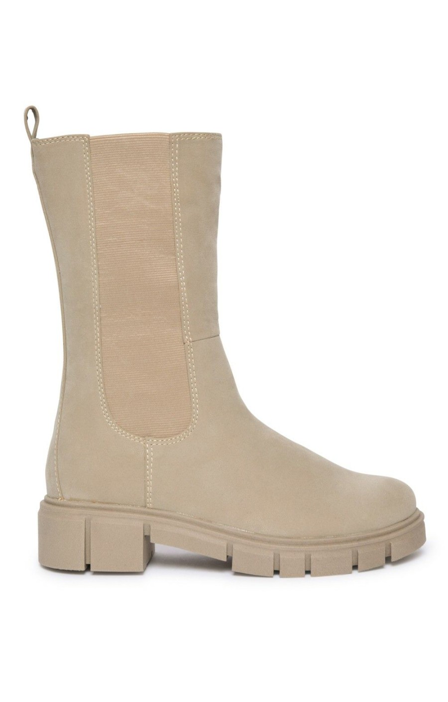 Ladieswear * | Ladies Marco Tozzi Nubuck Tall Chelsea Boot Taupe