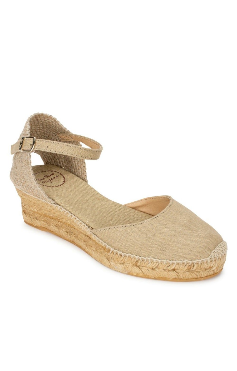 Ladieswear * | Ladies Linen Wedge Espadrille Stone