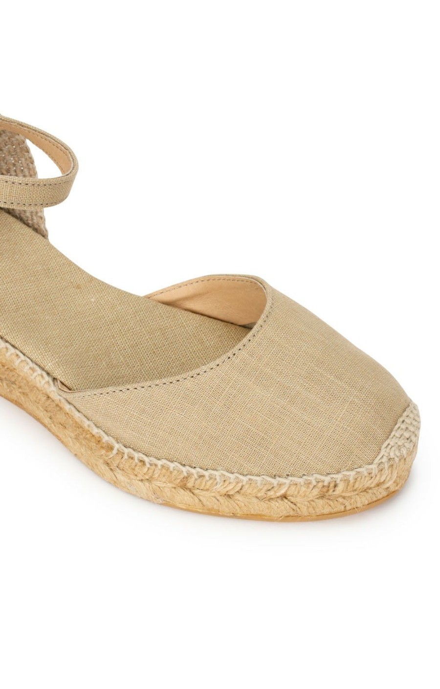 Ladieswear * | Ladies Linen Wedge Espadrille Stone