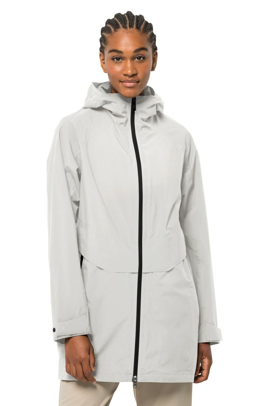 Ladieswear * | Ladies Jack Wolfskin Mainkai Long Jacket Silver Cloud