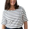 Ladieswear * | Ladies Lily & Me Blockley Top Navy/Ecru Stripe