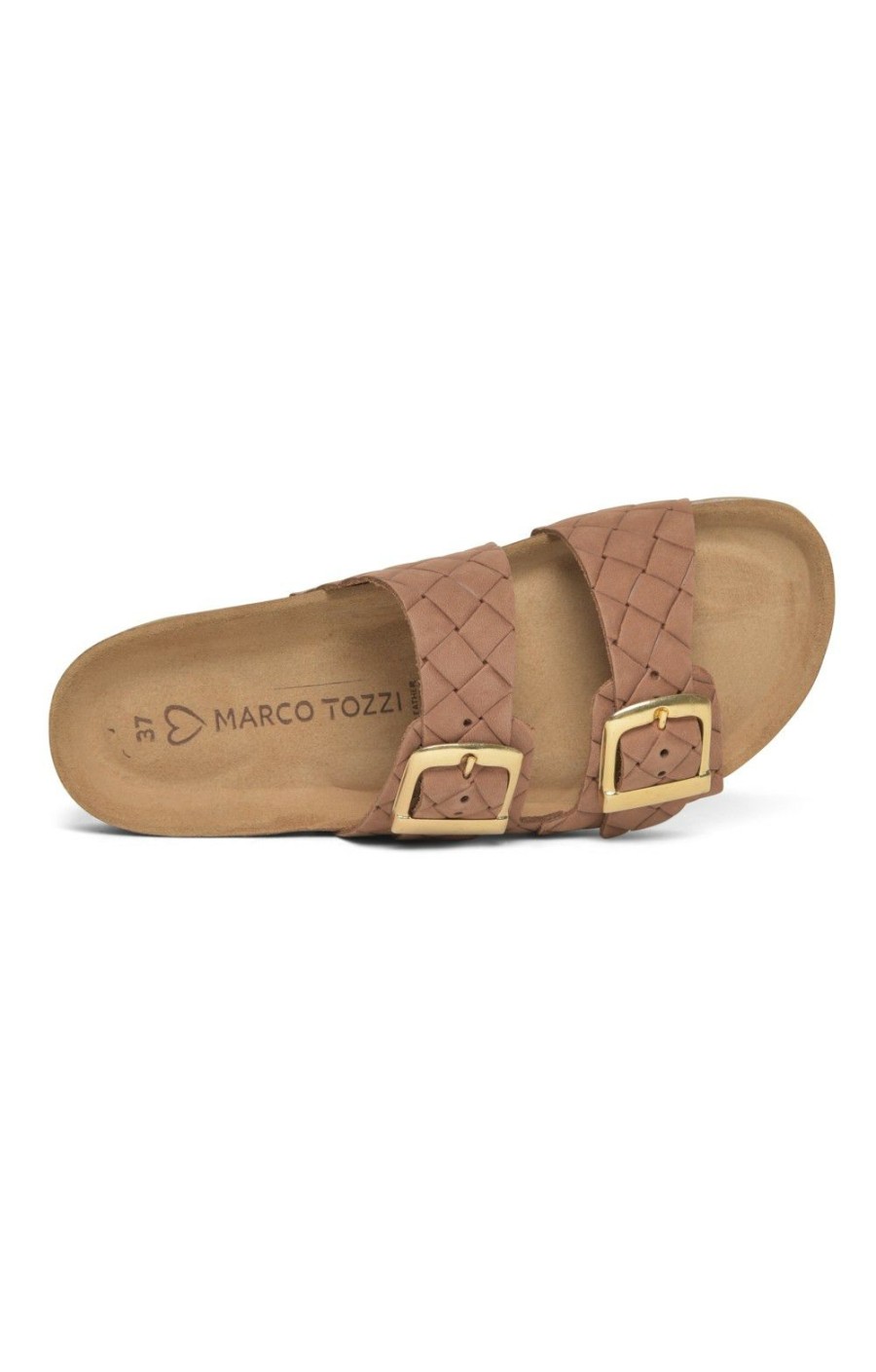 Ladieswear * | Ladies Marco Tozzi Quilted Leather Slider Tobacco