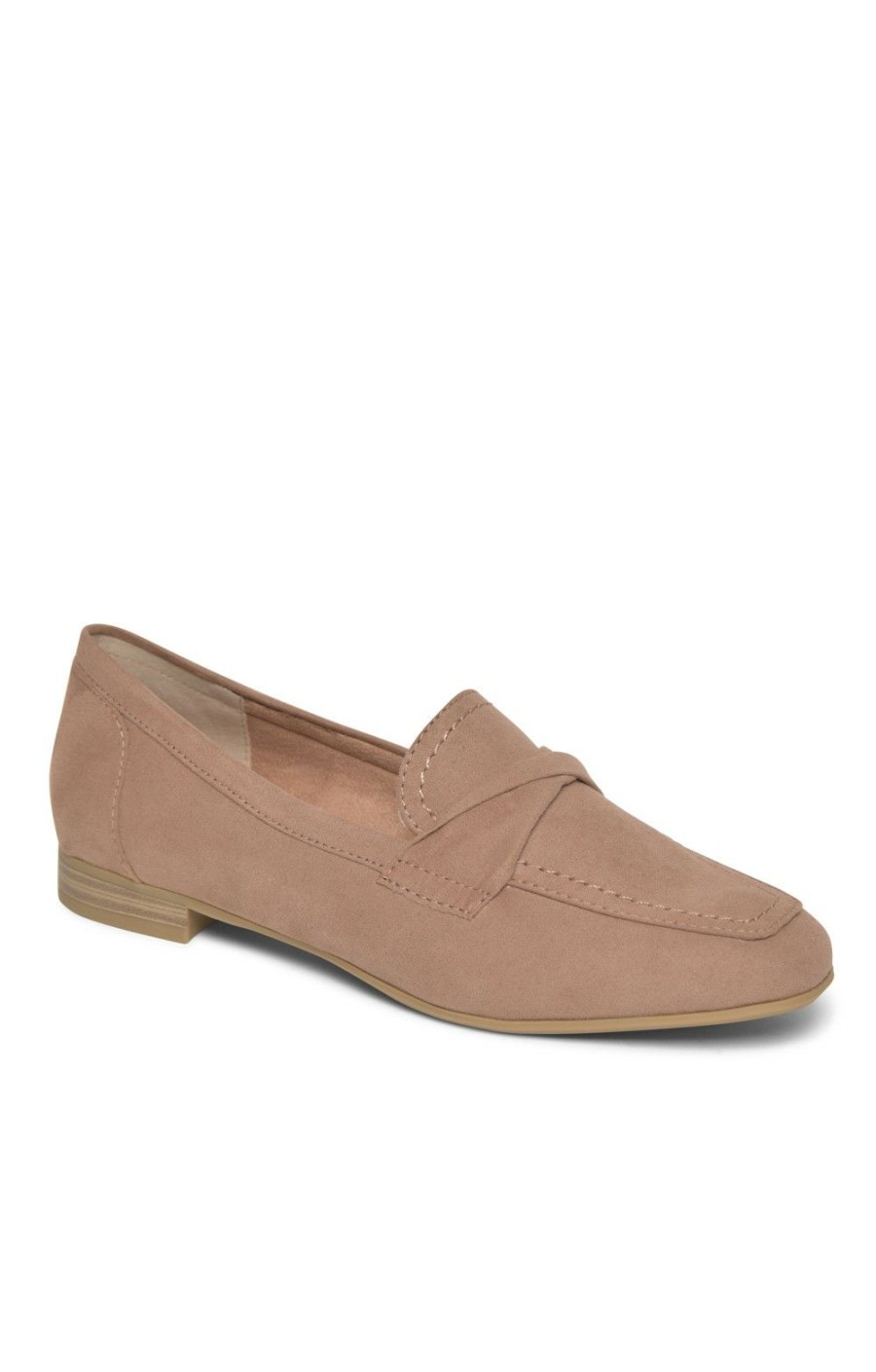 Ladieswear * | Ladies Marco Tozzi Suede Loafer With Pleat Nude