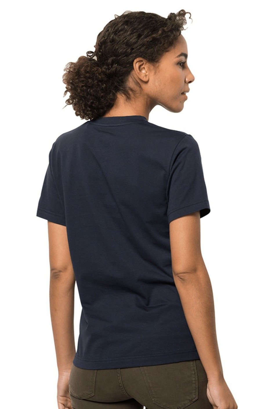 Ladieswear * | Ladies Jack Wolfskin Flower Logo Tee Night Blue