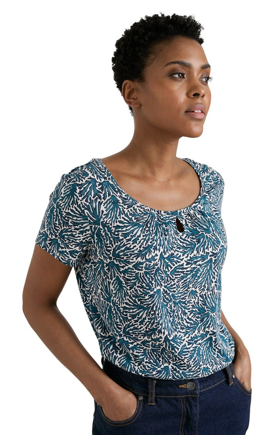 Ladieswear * | Ladies Seasalt Appletree Top Flowing Seaweed Chalk