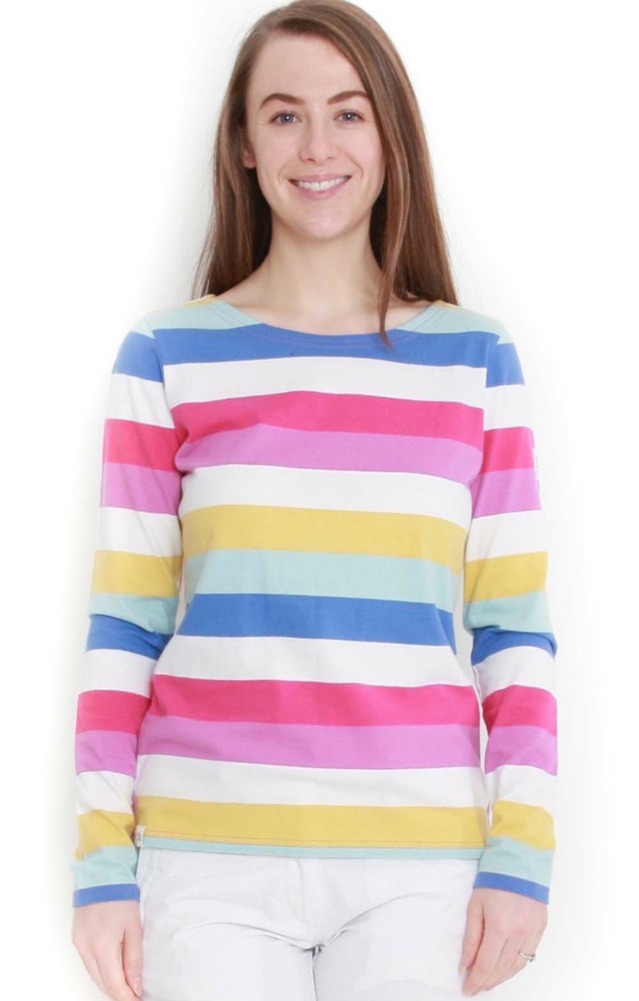 Ladieswear * | Ladies Lazy Jacks Stripe Breton Top Multi