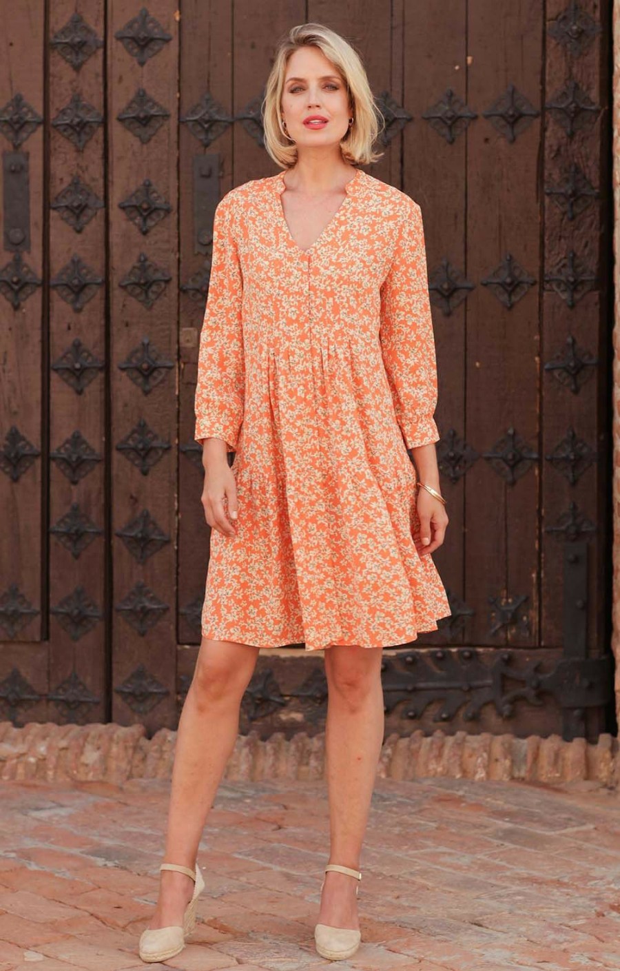 Ladieswear * | Ladies Pomodoro Buttercup Swing Dress Orange