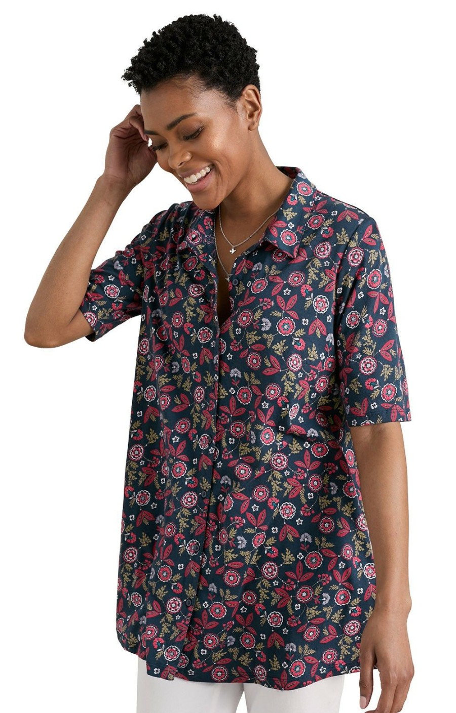 Ladieswear * | Ladies Seasalt Sea Cliff Shirt Block Floral Maritime