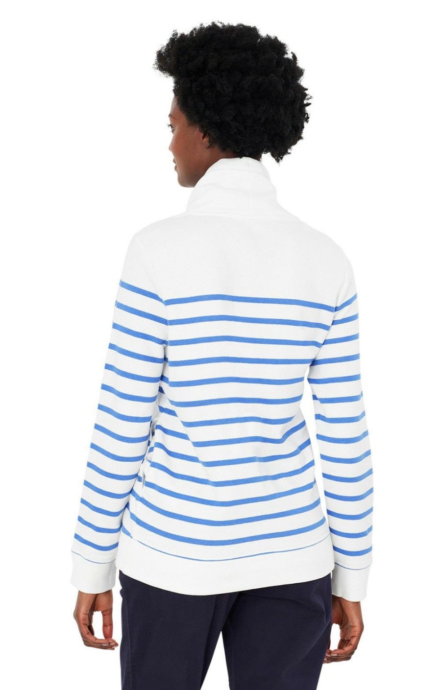 Ladieswear * | Ladies Joules Kinsley Funnel Neck Sweater Crm Blu Stripe