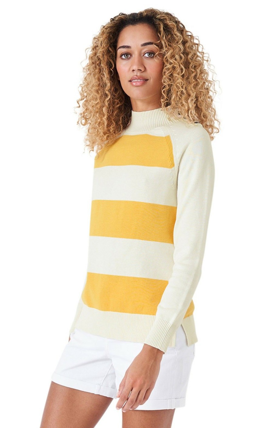 Ladieswear * | Ladies Crew Clothing Alli Jumper Yellow/White Stripe