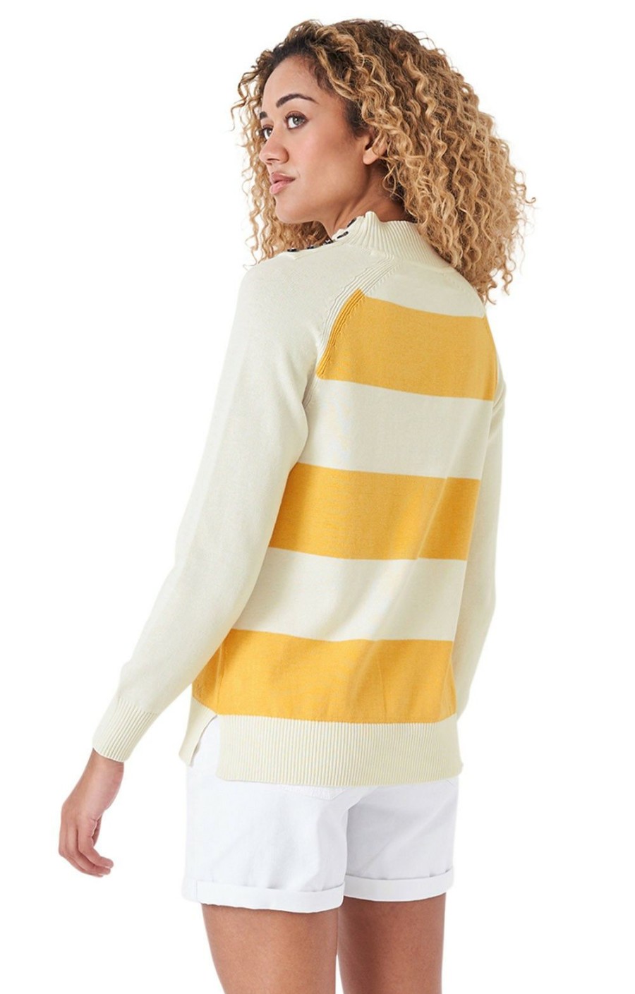 Ladieswear * | Ladies Crew Clothing Alli Jumper Yellow/White Stripe