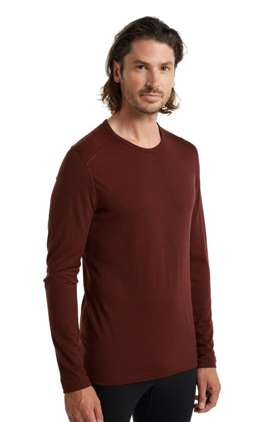 Menswear * | Mens Icebreaker Oasis Long Sleeve Crew Neck Espresso